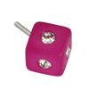 1 Paar Polaris Ohrstecker Würfel 6mm Fuchsia matt / Kristall